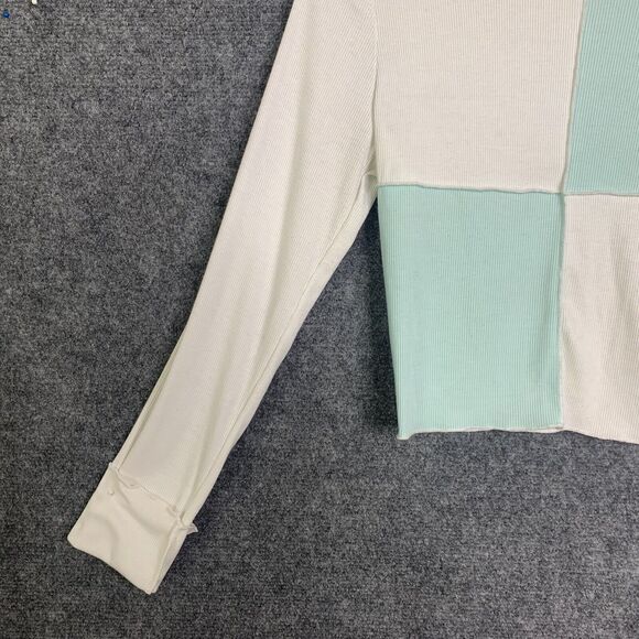 Gab & Kate Ribbed Knit Crop Top Block Color Long Sleeve Women Small - Picture 3 of 10